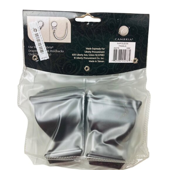 Cambria Finials Satin Black Napoleon Drapery Curtain Holdbacks Window Treatment - Picture 4 of 5